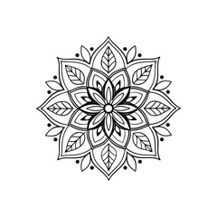 mandala  Black complex doodle on a transparent background, for printable coloring Page