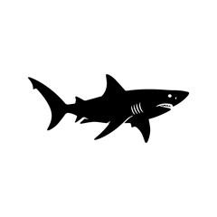 Fototapeta premium Shark silhouette swimming in the deep blue ocean water