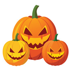 Halloween Lighting jack-o’-lanterns isolated on white background
