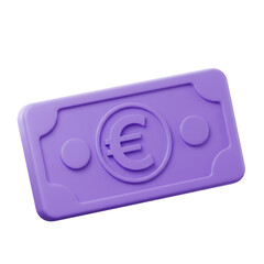 Euro banknote. 3d rendering isolated on white background. Cartoon plastic style icon