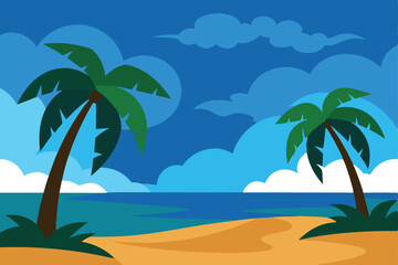 tropical beach with palm trees