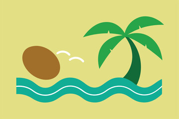 Obraz premium vector illustration of a tropical island