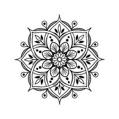 mandala  Black complex doodle on a transparent background, for printable coloring Page