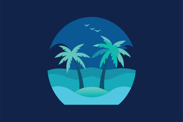 vector illustration of a tropical island