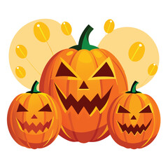 Halloween Lighting jack-o’-lanterns isolated on white background