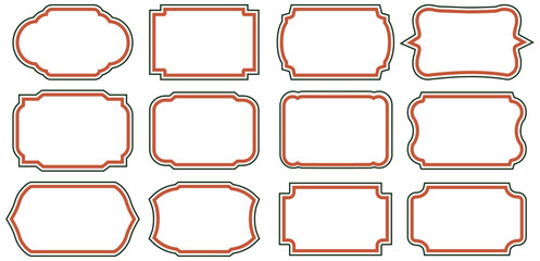Obraz premium Set of vintage frames and labels shape. Ornamental label frames. collection of retro labels, Royal wedding insignia, sale sticker or invitation card. Isolated vector symbols.