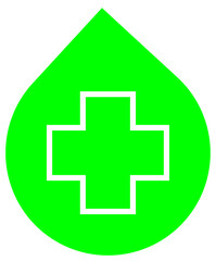 Icon of a location pin with a medical cross symbol representing a healthcare facility hospital location or medical service point. editable stroke, with transparent background.