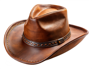 Cowboy hat leather brown white background  isolated on white background
