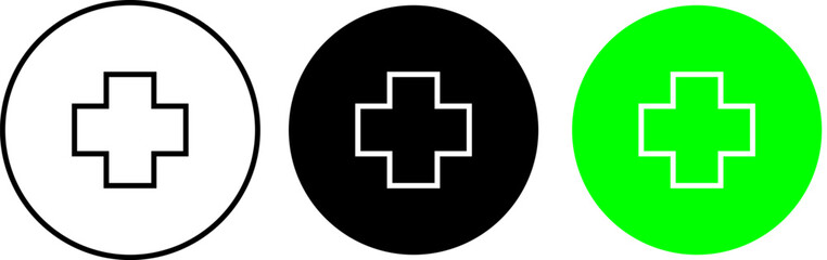 Medical cross line icon. linear style sign for mobile concept and web design. Hospital cross outline vector icon. Symbol, logo illustration. Vector graphics, with transparent background.