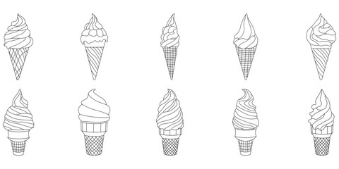 Ice Cream line Art Vector Set.ai