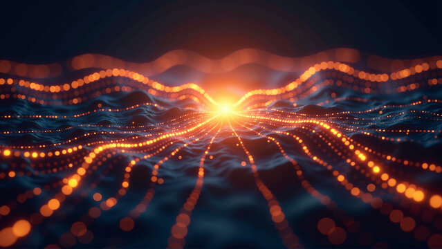 Quantum Algorithm Visualized as Complex, Interweaving Luminous Pathways - Problem Solving