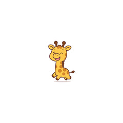 Cute giraffe running cartoon, vector illustration © Totostarkk9456