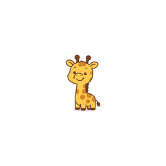 Cute giraffe cartoon, vector illustration