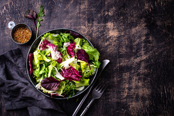 Bowl of fresh green salad mix