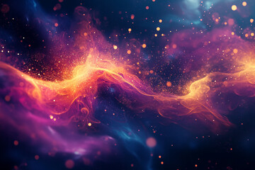 Fototapeta premium Cosmic Dance of Stardust and Dreams: A vibrant nebula of swirling colors and shimmering lights.