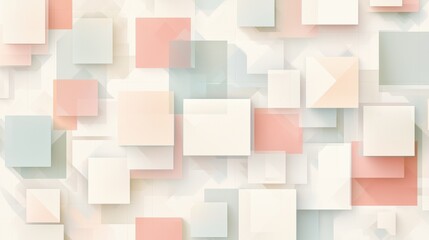 Obraz premium This artwork features a harmonious arrangement of overlapping rectangles and squares with soft pastel colors. The light tones create a soothing visual effect, adding depth and dimension