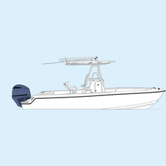 Boat Vector Line Art Illustration