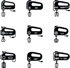Electric Mixer Silhouette Vector | Kitchen Appliance Line Art Minimal Electric Mixer Drawing | Kitchen Tool Silhouette Set
