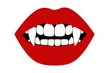 Naklejka premium Vampire mouth with fangs vector