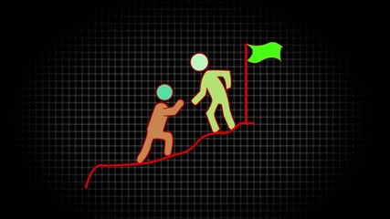 Success icon, The symbol indicates that ultimate victory is achieved through mutual cooperation. unity is strength, The neon symbol victory icon, Helping hand, grid black background - Powered by Adobe