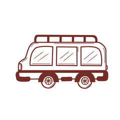 illustration of a van in red outline design