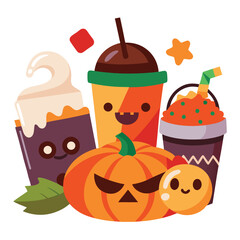 Halloween Themed food and drinks isolated on white background