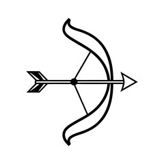 Bow and Arrow Symbol Outline Vector Art