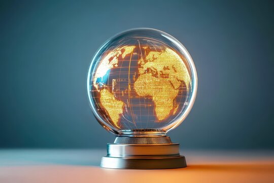 Modern internet speedometer and global connection network represented in a luminous globe model, internet speedometer and network of connections over globe - Powered by Adobe