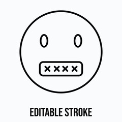 censorship emoji Vector Icon, Lineal Style Isolated Vector Icon. Editable Stroke.	