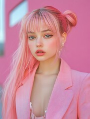 Naklejka premium Chic Pink Fashion Portrait