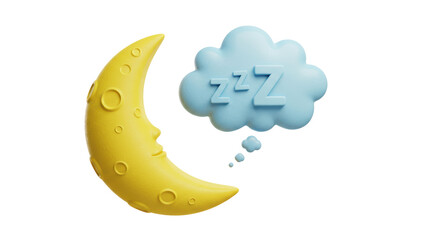 Isolated Moon with Sleepy Cloud