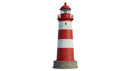 Isolated Red and White Lighthouse