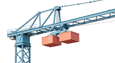 Isolated Construction Crane with Containers