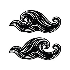 Waves icon silhouette vector with white background