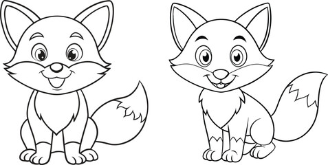 fox coloring page illustraion 