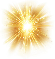 Obraz premium Golden Light Burst with Transparent Background, Sparkling Rays, Festive, Celebration