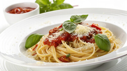 Classic Spaghetti with Tomato Sauce and Fresh Basil