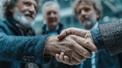 Senior business partners shaking hands