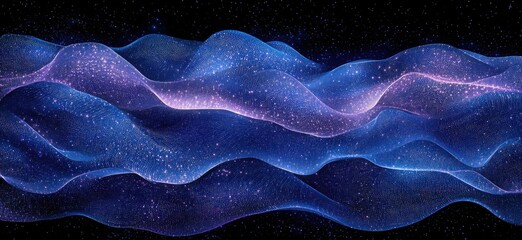 Obraz premium Abstract visualization of glowing waves in space with vibrant blue and purple hues