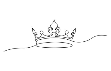Continuous One line drawing of Crown. Representing monarchy with a basic crown shape,  Royal Crown drawing with one continuous line. Vector editable illustration. © SCB