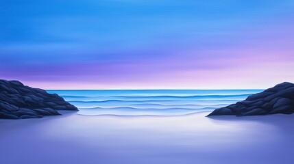 Blue horizon at twilight, casting soft purples and blues over the peaceful evening.