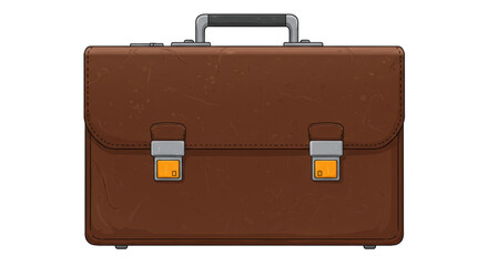 Isolated Brown Leather Briefcase