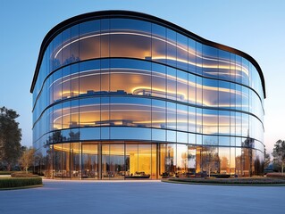 Modern Architecture Glass Building: Sleek Corporate Office with Sustainable Urban Design and Aesthetic Facade