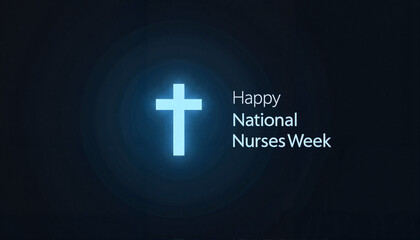 Fototapeta premium Glowing healthcare cross with text for National Nurses Week tribute
