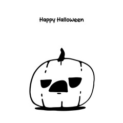 Funny black and white pumpkin doodle with 