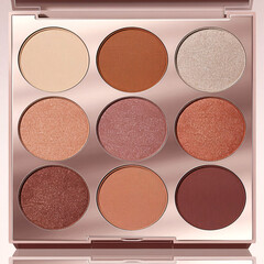 Fototapeta premium Rose Gold Eyeshadow Palette with Nine Shades of Warm Neutral Tones