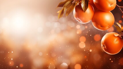 Ripe Oranges on Tree Branch with Soft Bokeh Background – Fresh Citrus Fruit Flyer Design