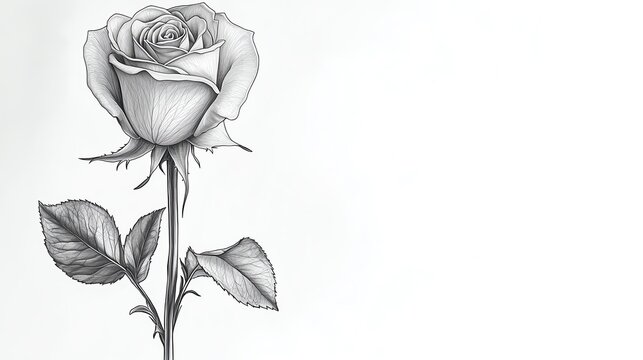 Isolated on white dramatic surreal rose tattoo with twisting stems and expressive black ink rendering