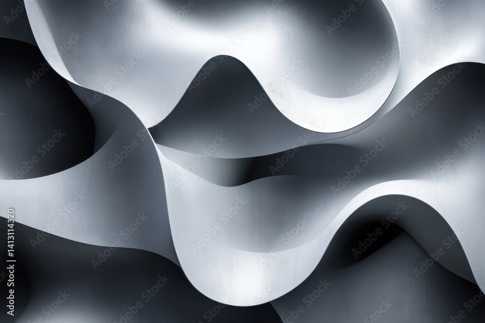 Poster Abstract undulating curves in seamless design showcasing flowing shapes and smooth surfaces, Abstract Undulating Curves Seamless