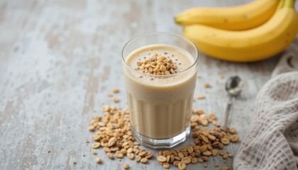 healthy breakfast ideas enjoy delicious smoothie with bananas and nuts for energy